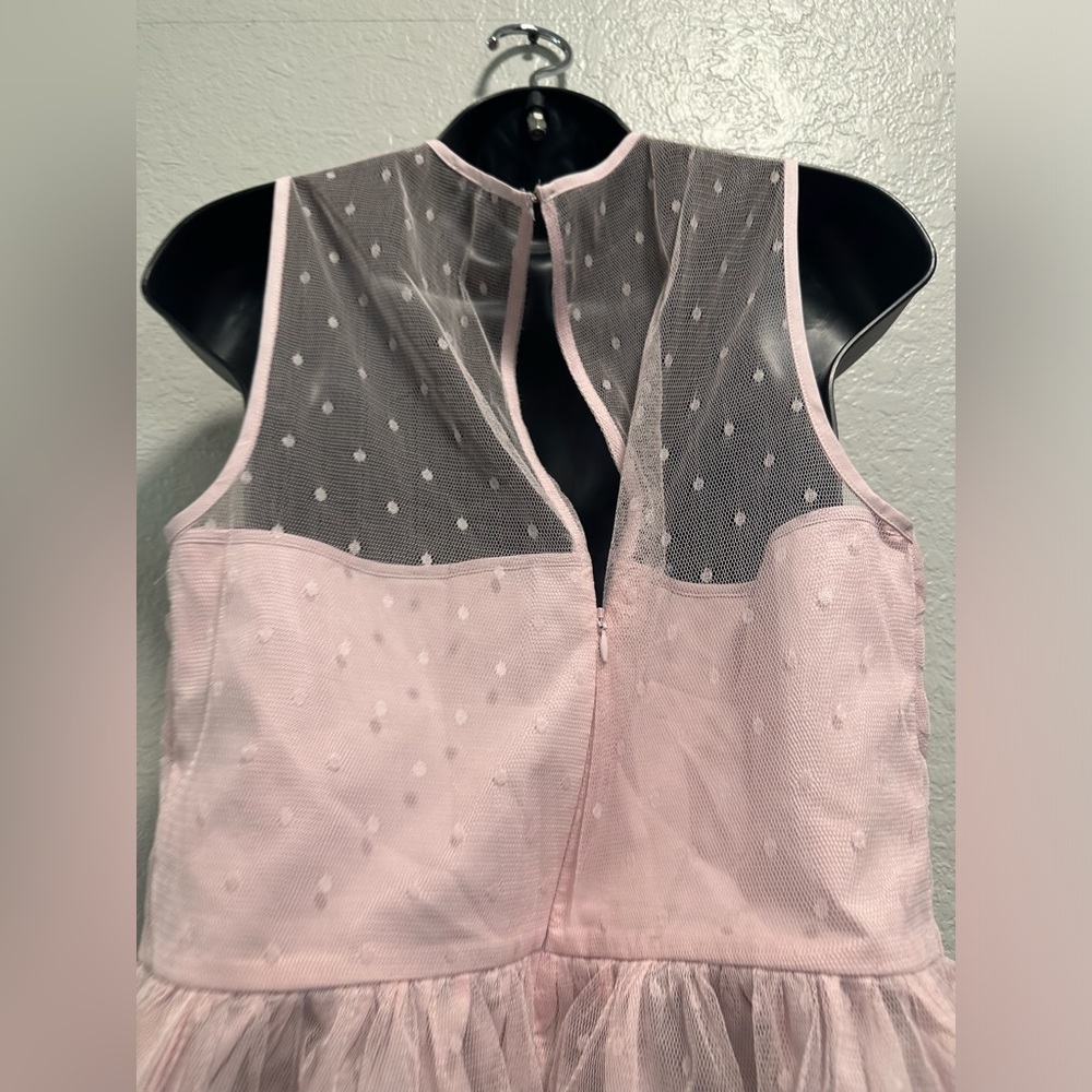 EXPRESS Tulle Polka Dot Twist Front Peplum Tank PINK - Picture 9 of 9